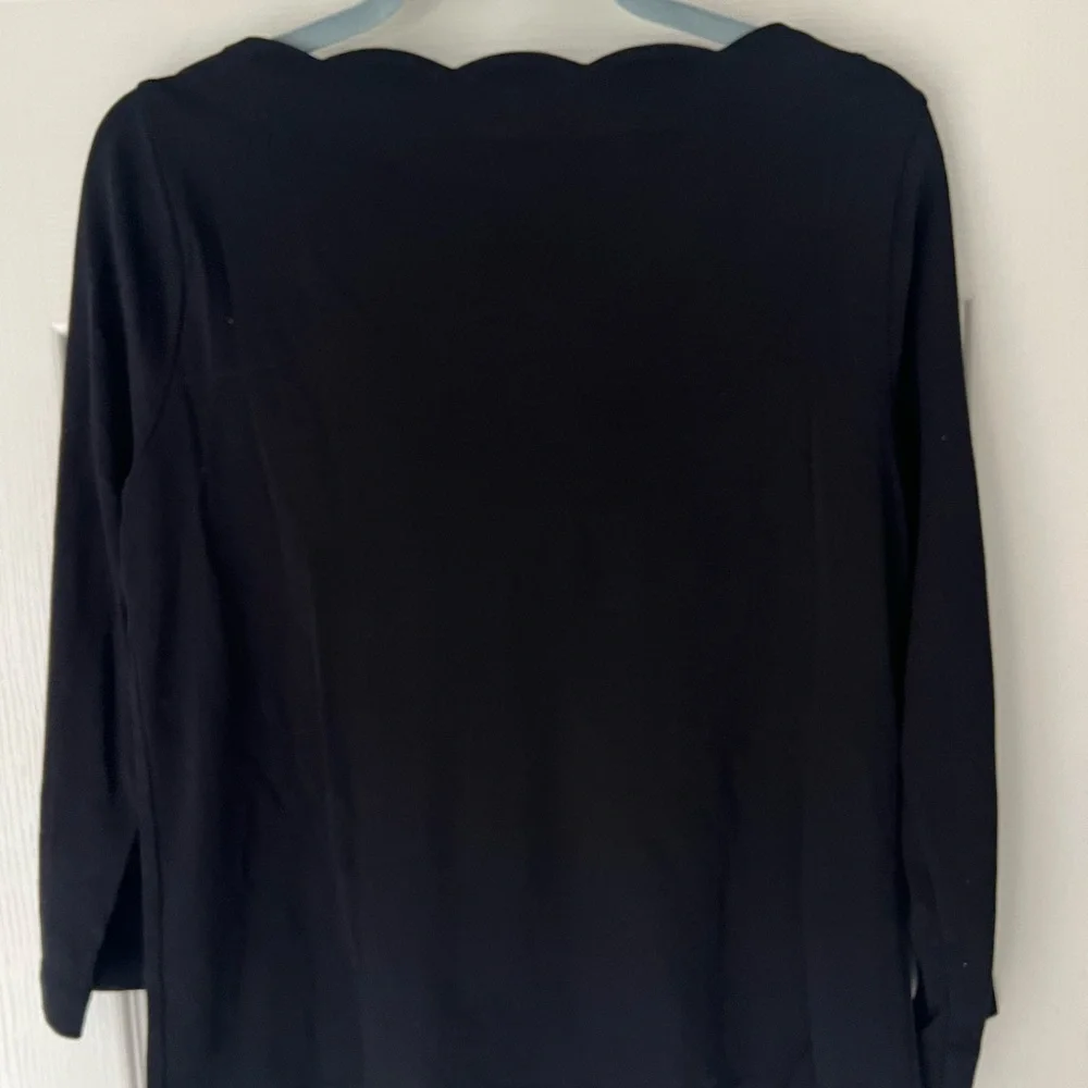 J. Crew Women's Black Long Sleeve Scallop Top - Picture 4 of 4